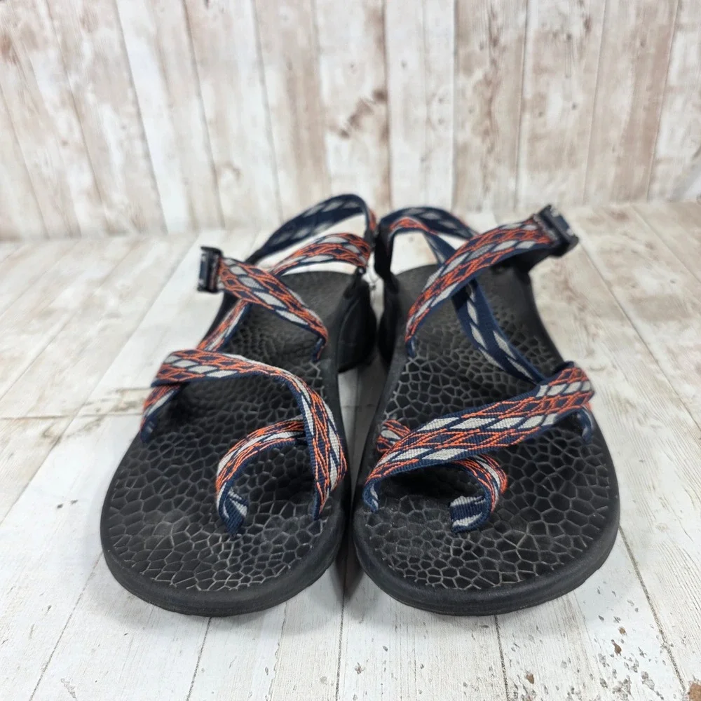 Chaco‎ Z/Cloud 2 Mens Sandals Size 11 Navy Orange Geometric Toe Loop Hiking